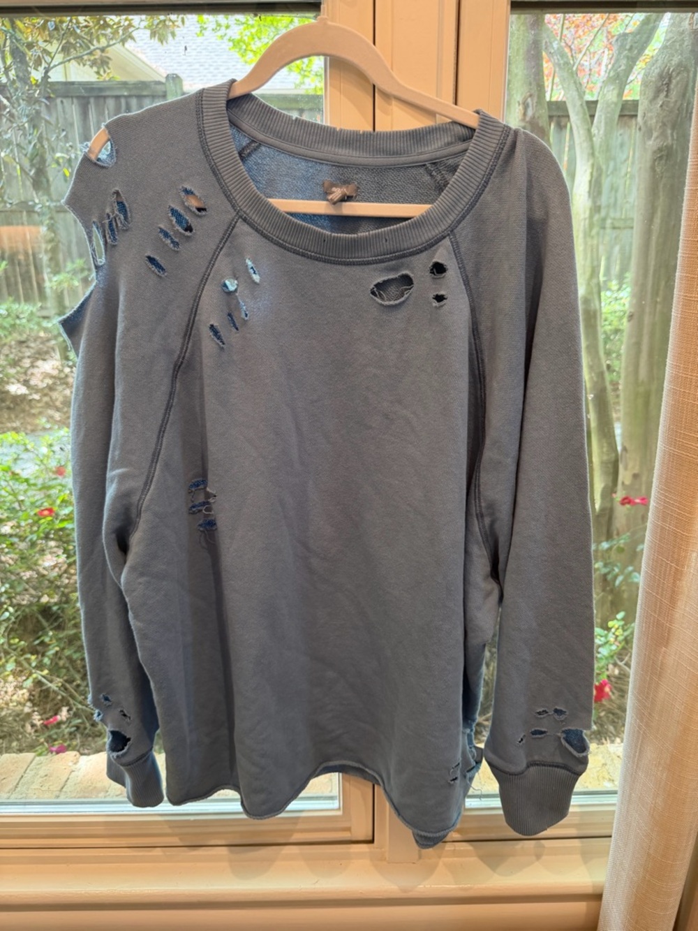 Aerie Blue Comfy Distressed Sweatshirt